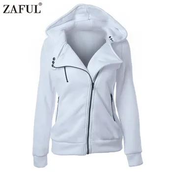 ZAFUL 4 color New Autumn&Winter Women hoodies sweatshirts zipper V Neck Long Sleeve Warm Female Hoodies jacket Sudaderas Mujer
