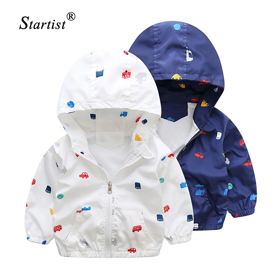 2017 New Spring & Summer Children jackets Car Pritned Hooded Kids Outerwear/coats 1 6T Casual