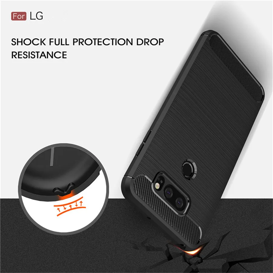 

Shockproof Phone Case For LG V30 Cases Cover LG V40 G7 G6 Q7 Q6 K8 K10 2018 Q Stylus Carbon Fiber TPU Silicone Phone Back Case