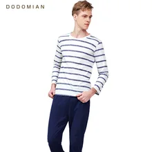 Мужские пижамы из хлопка в синюю полоску, женские пижамы, весенние и осенние ночные рубашки для мужчин+ пижамные штаны, одежда высокого качества