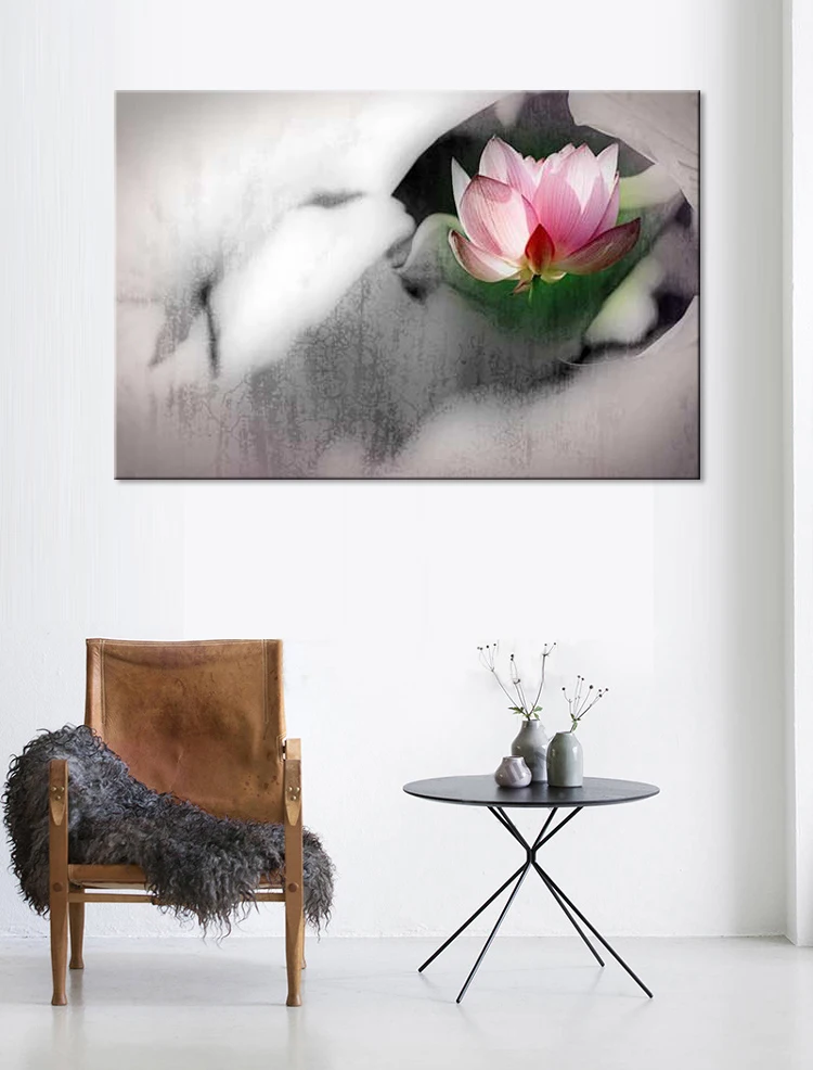 Modern Abstract Watercolor  Poster Zen Lotus Wall Art Picture Beautiful Flower Canvas Painting No Frame Gift