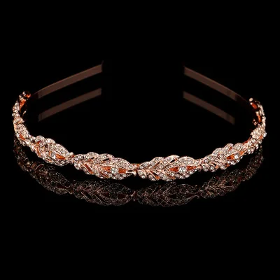 

Women Lovely Hair Accessories Gold white red Leaf Tiara Crown Hairbands Wedding Headdress Decoration Bridal Girl Jewelry