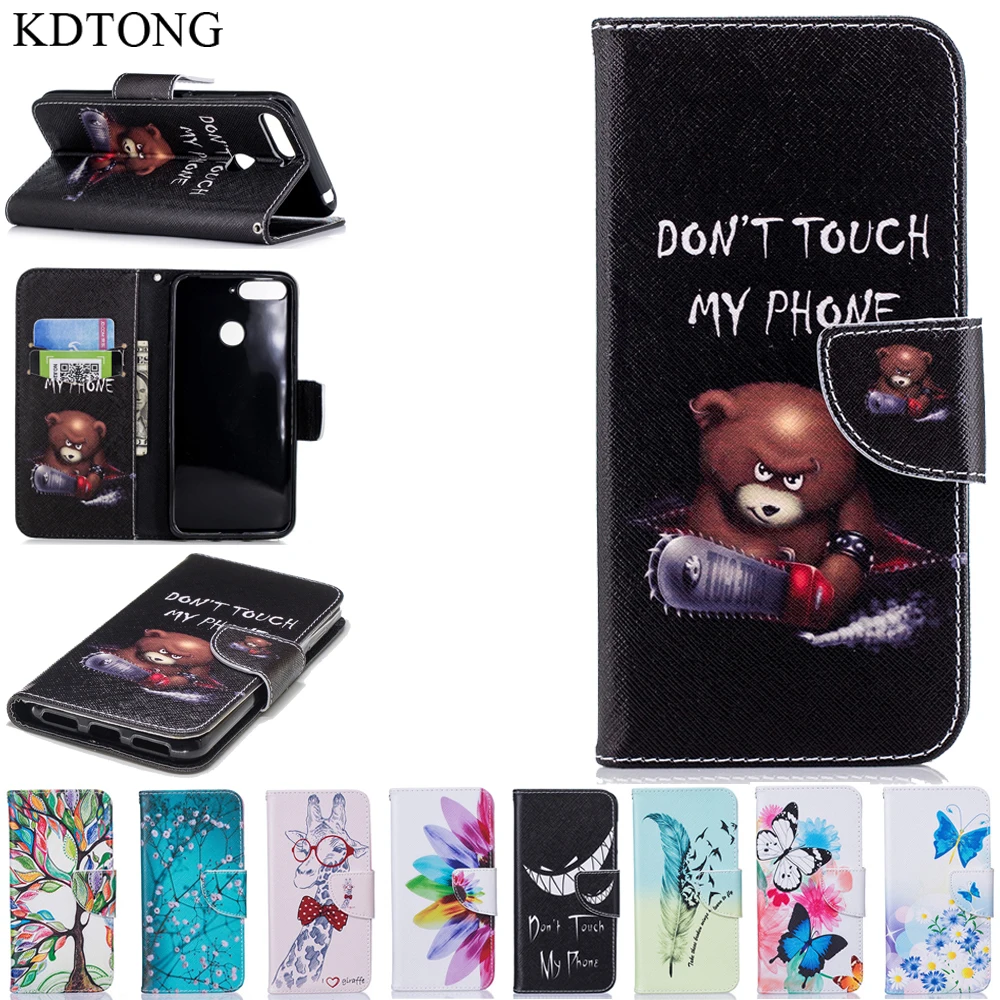 

KDTONG Case sFor Huawei Y6 2018 Case Leather Flip Magnetic Wallet Card Cover Case sFor Coque Huawei Honor 7A Case Cover Capa