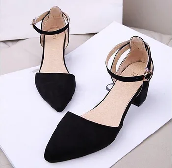 

2019 new Square Heels Women Pumps Summer Women Heel Shoes Black Pumps Low Heel Shoes Women Fashion Buckle Ladies Shoes