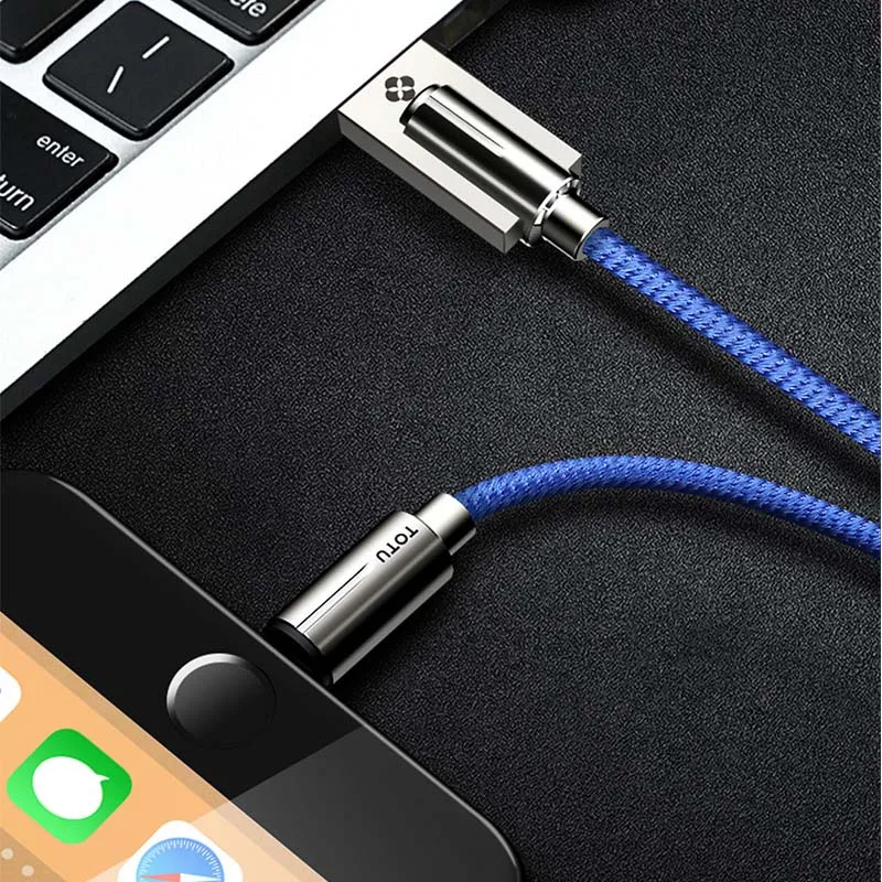 TOTU цинковый сплав USB кабель для iPhone X 8 7 6 быстрая зарядка данных зарядное устройство для iPhone Xs Max XR iPad провод Шнур кабель для мобильного телефона - Цвет: Blue