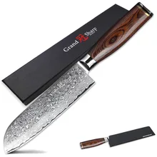 Santoku Ножи 6,9 дюйма японский Дамаск vg10 Сталь шеф-повар Ножи Кухня инструменты поднос для суши и сашими высокое качество инструменты для повара Pro Sharp