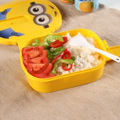 

BF040 small yellow people cartoon bento box container for food lunch box for kids lunch box microwave 18*14*6cm free shipping