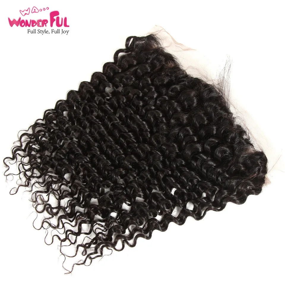 WA...Wonderful Brazilian Deep Wave Frontal Closure Remy Human Hair Frontal 13x4 Lace Frontal Closure With Baby Hair 8-20 Inch