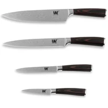 XYj Brand Kitchen Tools 4 PCs Kitchen Knife Set Paring Utility Cleaver Chef Veins Stainless Steel Knives Set Best Cooking Tool
