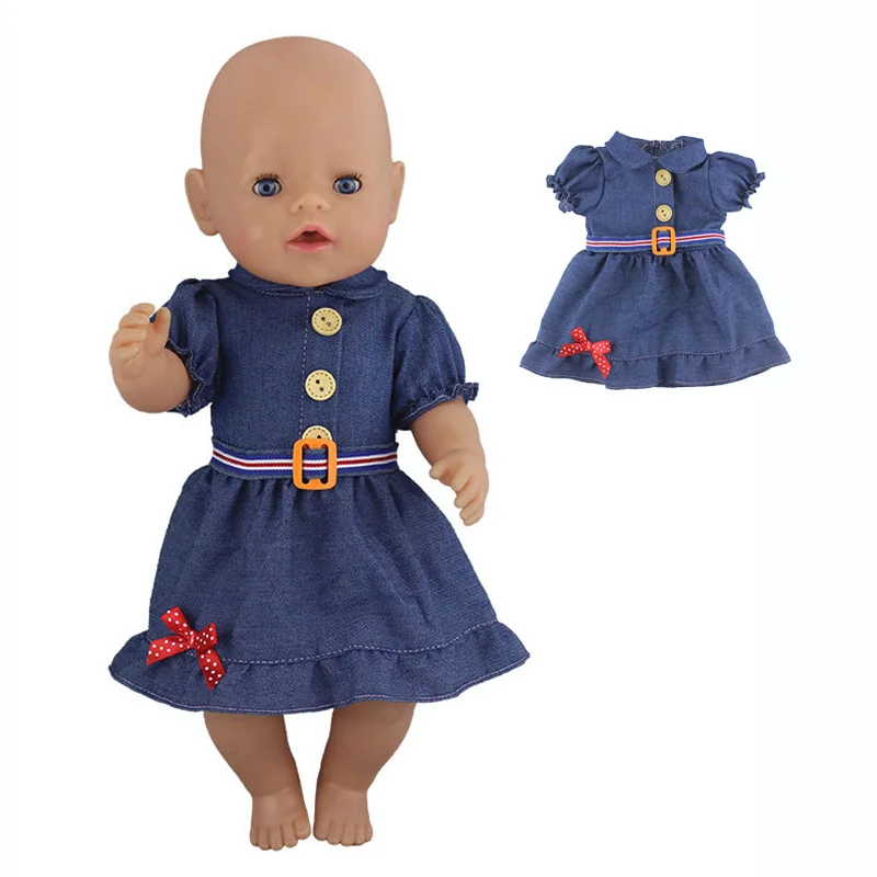 

Zapf Baby Born Doll Accessory Denim Girl Doll Dress for 17 Inch Barbies Dolls Accessories 43cm Girl Doll Clothes Xmas Toy Gifts