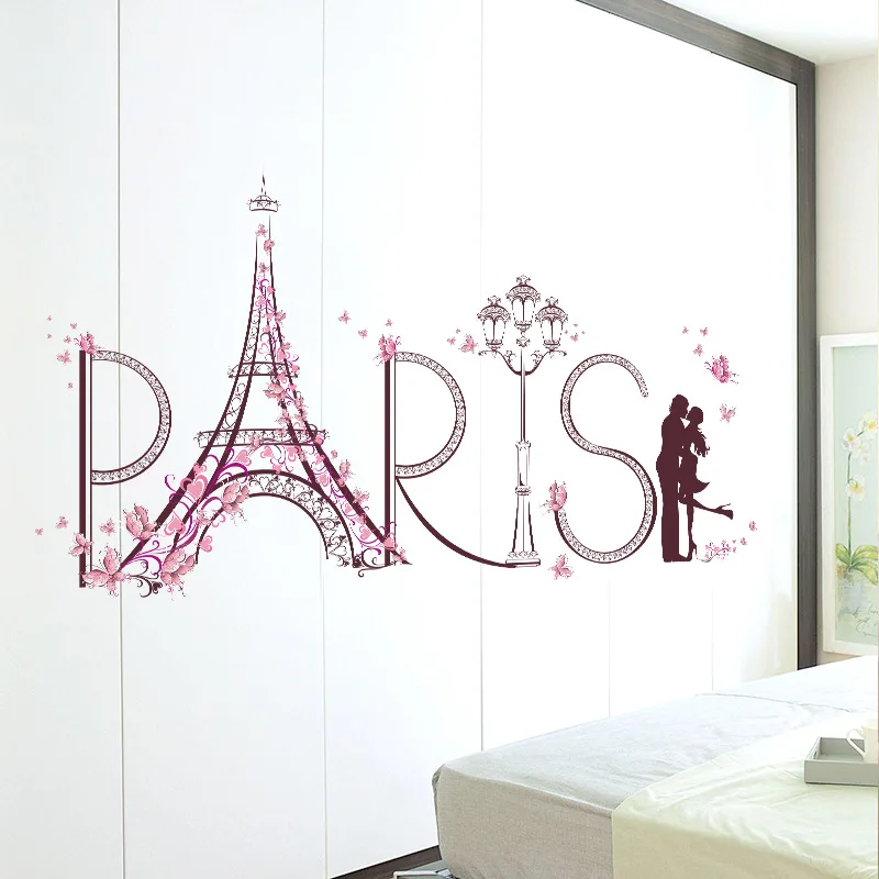 Marca 2017 DIY romantic Paris amor Torre Eiffel vinilo Adhesivos de