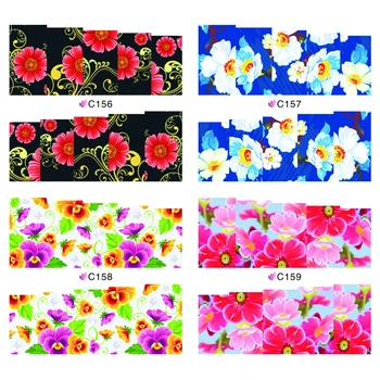 

4 PACKS / LOT FULL COVER ABSTRACT FLOWER VINE GRASS NAIL TATTOOS STICKER WATER DECAL NAIL ART C156-159