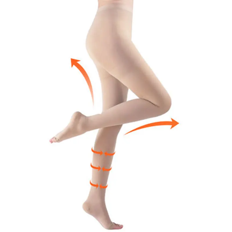 

Cofoe Medical Compression Pantyhose Varicose Veins Leg Shaping Tights Level 2 Open/Close Toe Skin/Black 1 Pair for Man&Woman