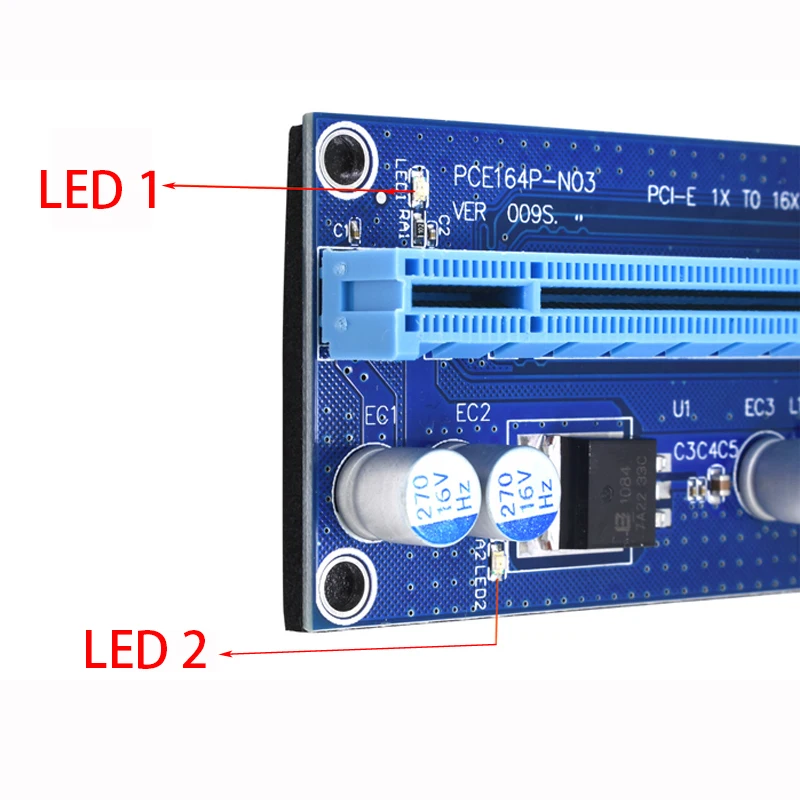 009S PCIE RISER 6PIN 16X for BTC mining with LED USB Gold Port-6 (2)