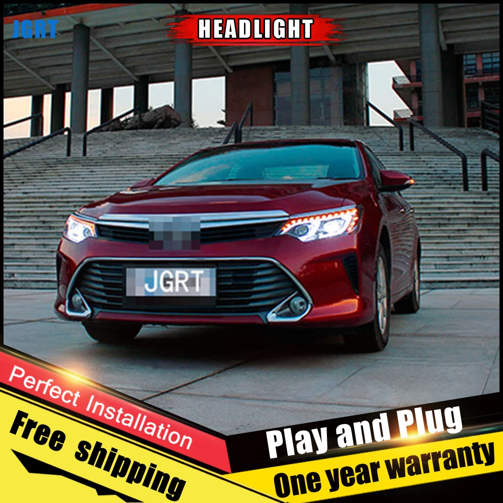 Автомобильный Стиль светодиодный фары для Toyota Camry 2014 2015 налобный фонарь DRL