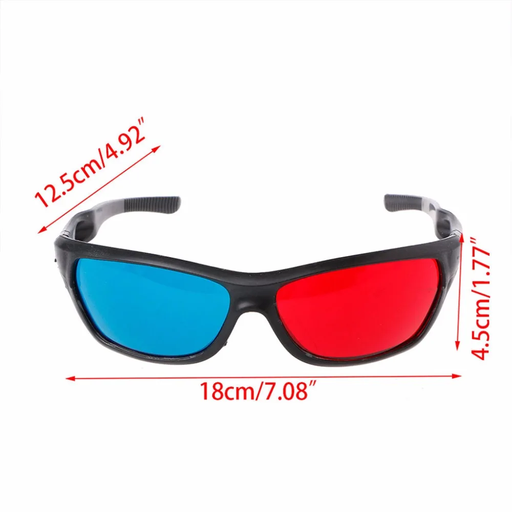 Universal Red Blue Anaglyph 3D Glasses Black Frame For Movie Game DVD Video TV