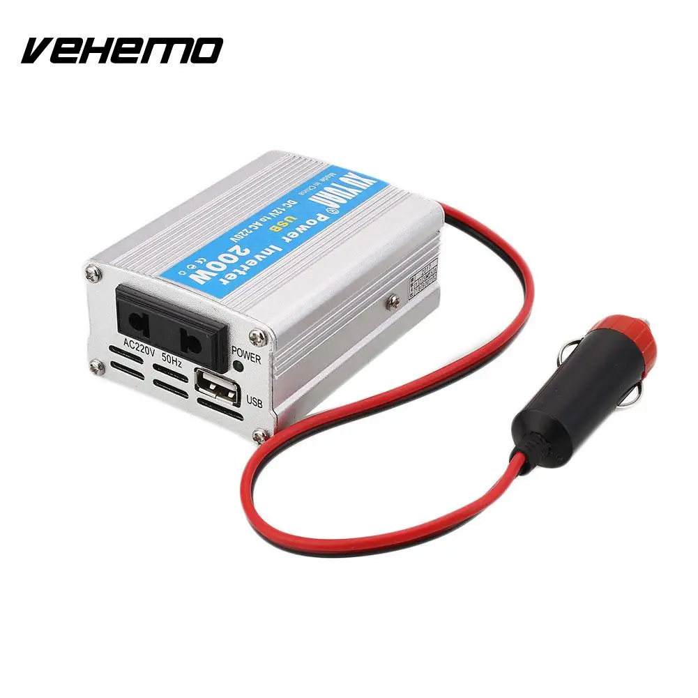 

200W Car Power Inverter Converter DC 12V To AC 220V w/Adapter Plug Compact*