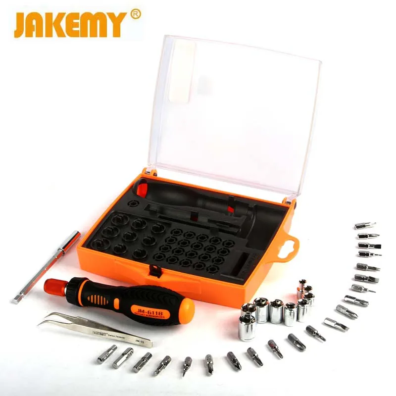 

JAKEMY JM-6118 Fix Tool Set Hand Tools Kit Opening Repair Phone Tools Screwdriver Set Computer Diyfix Tools Home Repair Set