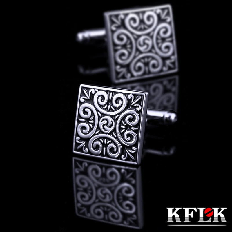 

KFLK Jewelry shirt cufflink for mens Brand Black Retro Cuff link Wholesale Button High Quality Luxury Wedding Male Free Shipping