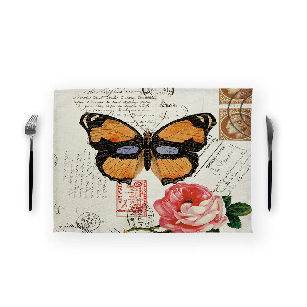 Винтажная салфетка с цветами Ткань Птицы бабочка чайные полотенца 43*32 см Ткань Салфетки стол Отель Ресторан свадебный стол салфетки - Цвет: CD12-7