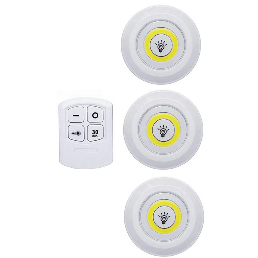 Управляемый батареей Диммируемый светодиодный светильник для шкафа COB Светодиодные шайбы освещение для шкафов с пультом дистанционного управления для гардероба ванной комнаты - Цвет: 1 controller 3 lamp