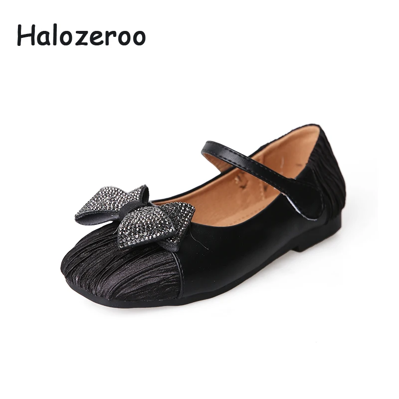 

Spring New 2019 Baby Girls Bow Shoes Children Rhinestone Flats Kids Pu Leather Brand Shoes Princess Shoes Black Shoes Mary Jane