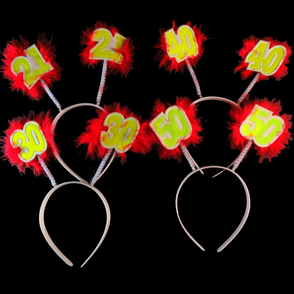 

Birthday party DIY decoration red feather white headband Anniversary yellow 21 30 40 50 happy birthday event party supplies