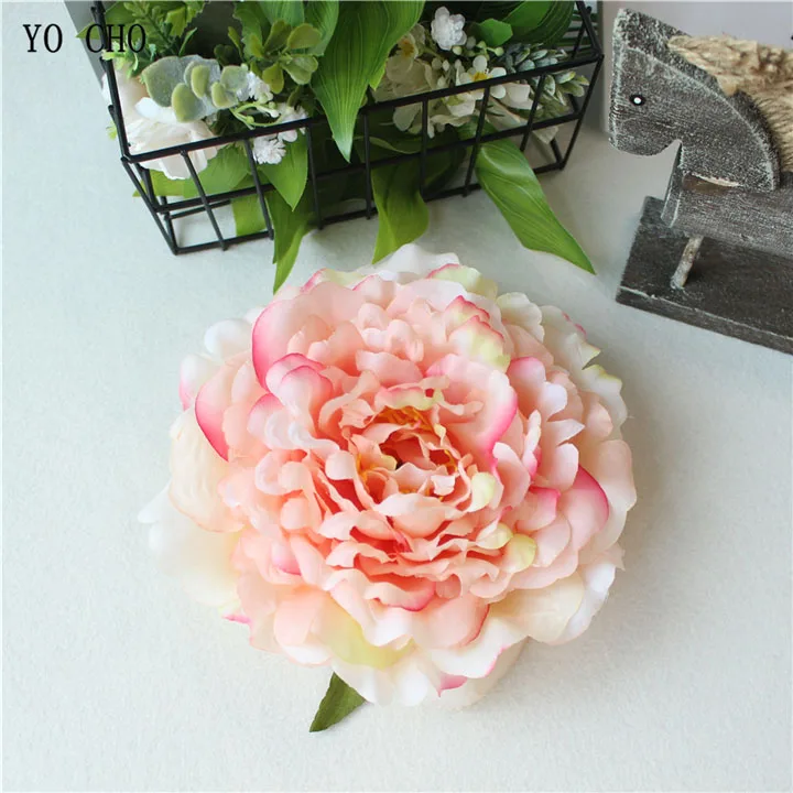 Artificial Peony Flower Head Silk Rose Wedding Wreaths White Pink Blue Fake Flowers Big Flower Heads (18)_