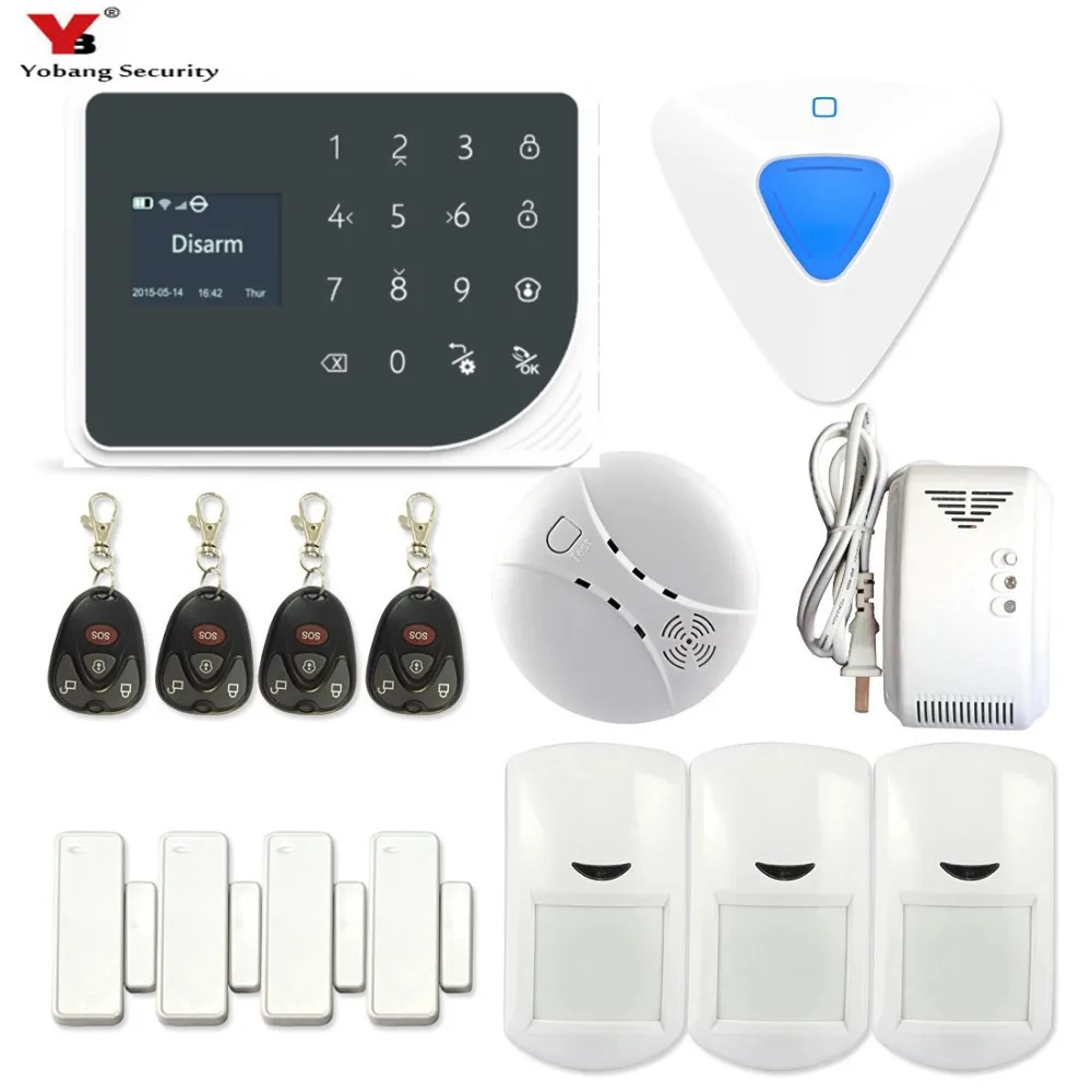 

YoBang Security GSM SMS Home Safely Alarm System IOS Android Application Remote Alarm Wireless Gas Smoke Fire Sensor Detector.