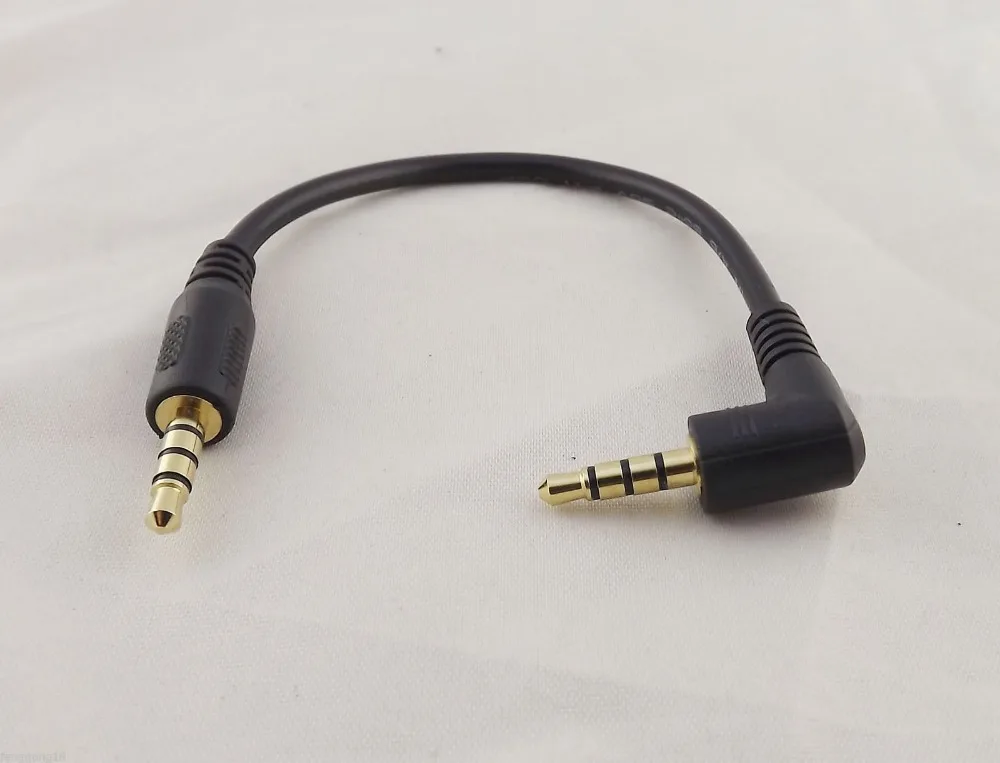 

1pc DC 4 Pole 3.5mm Male To Angle Male Audio Adapter Extension Cable 15cm 6''