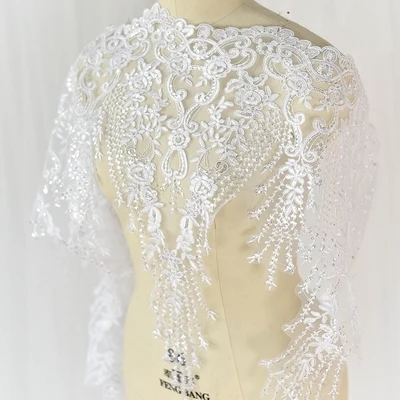 Разноцветные ультра широкие блестки вышивка кружева аксессуары из тканей 60 см свадебная фата невесты Одежда кружевная отделка diy материалы для рукоделия - Цвет: Pure white
