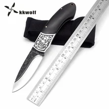 KKWOLF Hot Tactical Folding knives Ebony handle Outdoor Camping Survival Hunting Knife portable Pocket Compact Knives EDC tool 1