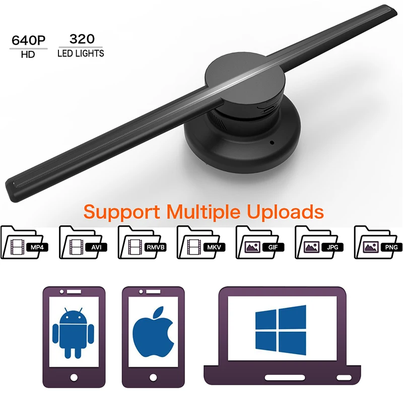 Голографический проектор GLITE обновленный 42 см/16 54 дюйма Wi Fi 3D голографический