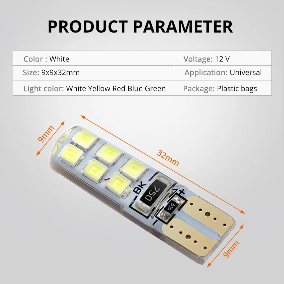 Oslamp T10 192 W5W Автомобильные светодиодные лампочки 2835 Чип Белый Цвет зазор Break Lights Led