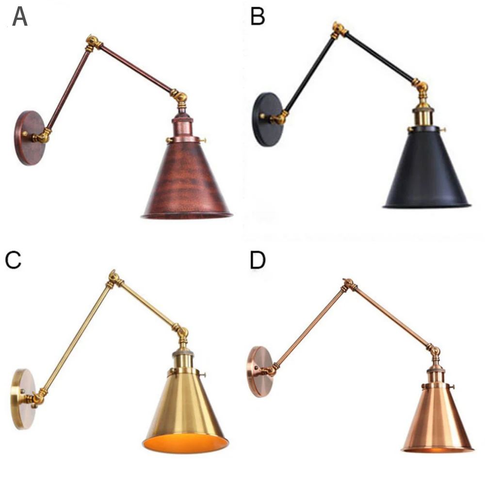 Adjule Antique Long Swing Arm Black Wall Lamp Lights Adjule Antique Long Swing Arm Black Wall Lamp Lights Brown Br Retro Lighting For Bedroom Sconce Fixture In Lamps From