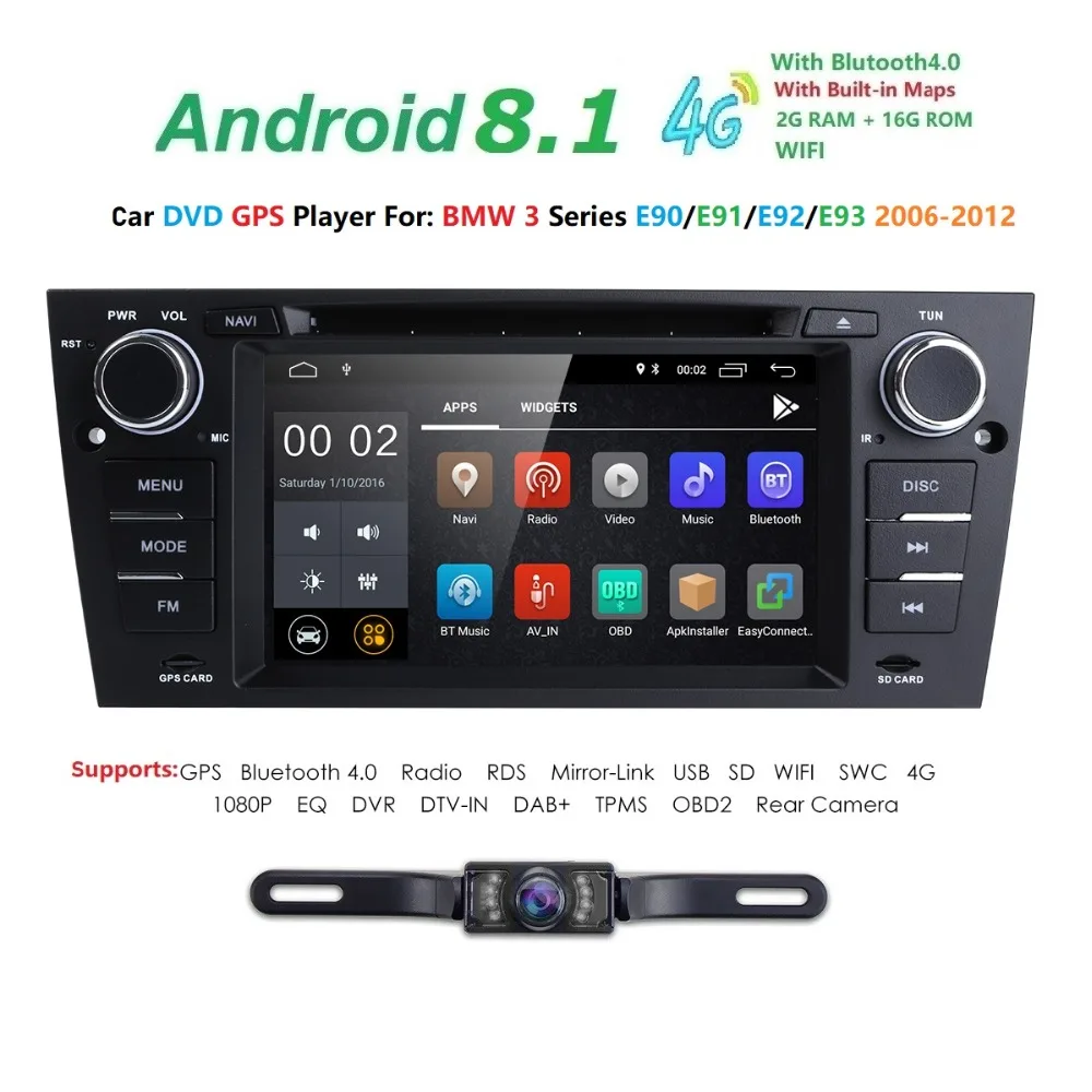 

AutoRadio 2 din GPS Android 8.1 Car DVD Head unit For BMW E90 E91 E92 E93 2006 2007 2008 2009 2010 2011 2012 navigation 4G WIFI