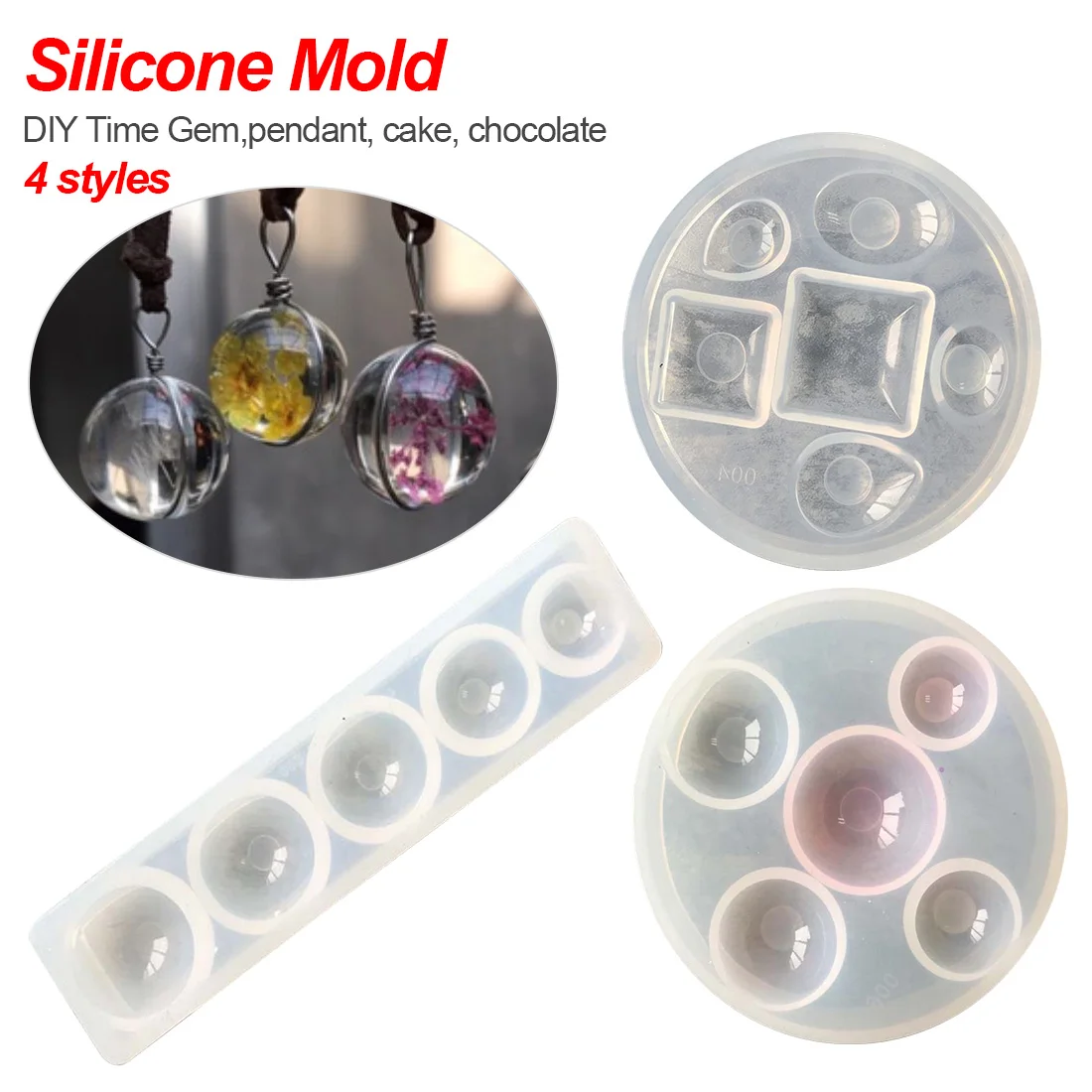 

Characteristic Silicone Mold half ball pendant crystal UV Resin Silicone Mold handmade tool epoxy resin molds jewelry making