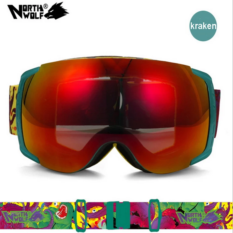

2015High-End Snowmobile Goggles Double Layer Large Spherical Ski Goggles compatible 100%UV Protection Anti Fog Snowboard Goggles