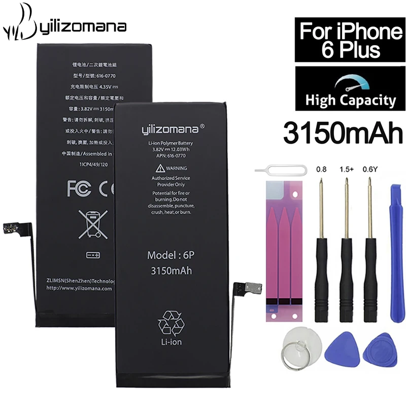 

YILIZOMANA Original High Capacity 3150mAh Replacement Phone Battery for Apple iPhone 6 Plus 6P 6Plus Batteries + Free Tools Set