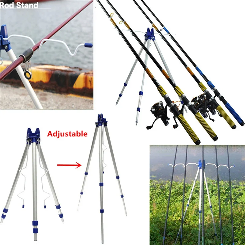 

Bobing Large Size Fishing Rod Holder Adjustable Rod Pole Rests Bracket Tripod Stand Support 5 Rods Fish Tackle 3 Legs Rod Holder