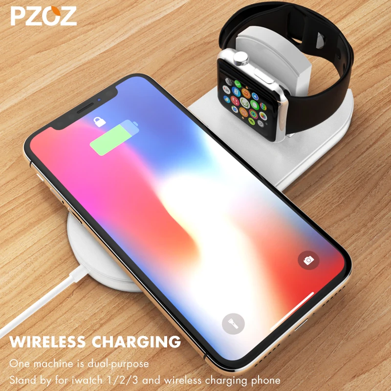 PZOZ Qi Беспроводное зарядное устройство Быстрая зарядка для Apple Watch 3 iwatch iphone X 8 plus 2 в