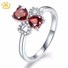 

Hutang Natural Gemstone Hear Red Garnet 925 Sterling Silver Engagement Mask Ring For Women Fine Jewelry presents Gift NEW