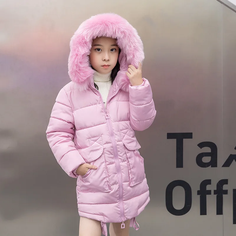 2018 Children Winter Coat Girls Winter Jacket Kids Warm Thick Fur Collar Fashion Hooded Long Cotton Coats for Teenage Clothing 2018 Children Winter Coat Girls Winter Jacket Kids Warm Thick Fur Collar Fashion Hooded Long Cotton Coats for Teenage Clothing