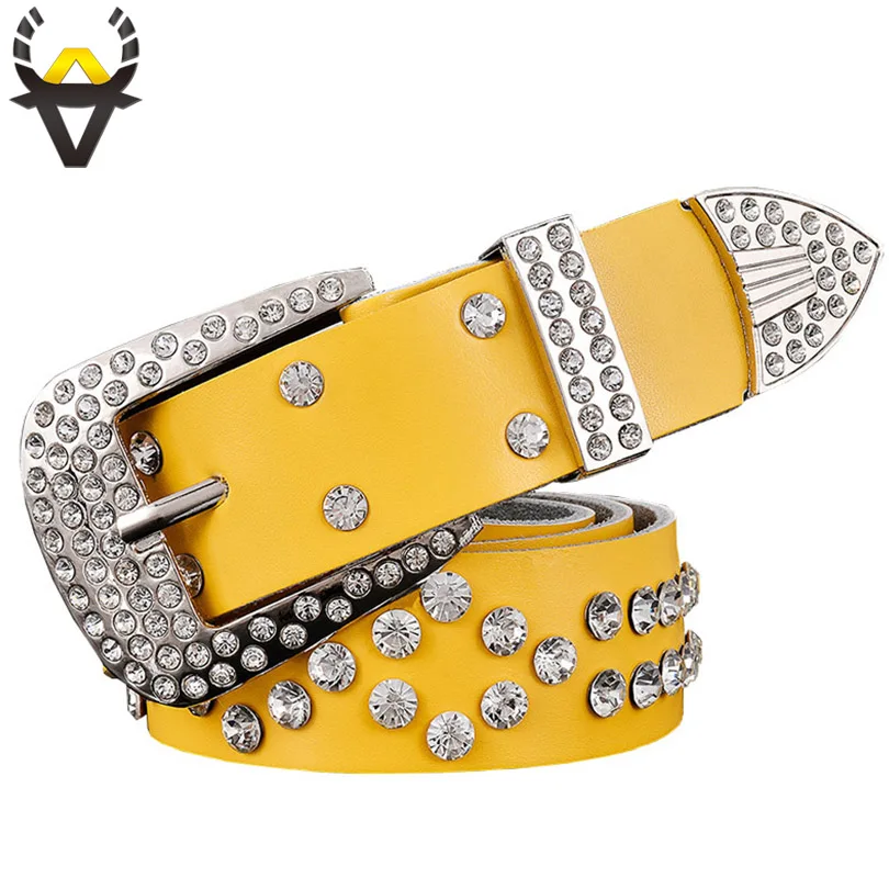 

2015 New fashion genuine leather Women's Belt Inlaid rhinestone belt crystal belts for women brand designer wide strass strap