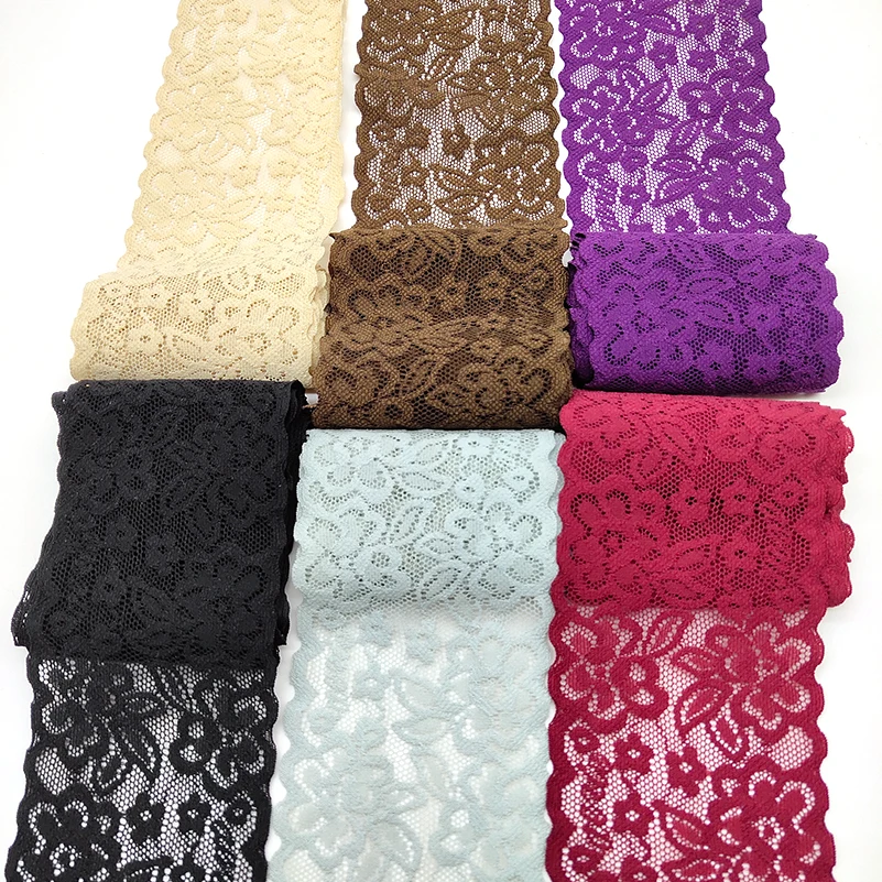 

New High Quality 1Yard Flower Pattern Elastic Lace Fabric Ribbon Lace Trim Ribbon Diy Craft Fabric Width African Fabrics Stretch