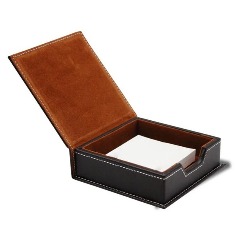 Кожаная Коробка для заметок, офисные школьные принадлежности, аксессуары для стола, органайзер, держатель для карт, держатель для заметок, липкая коробка для хранения заметок