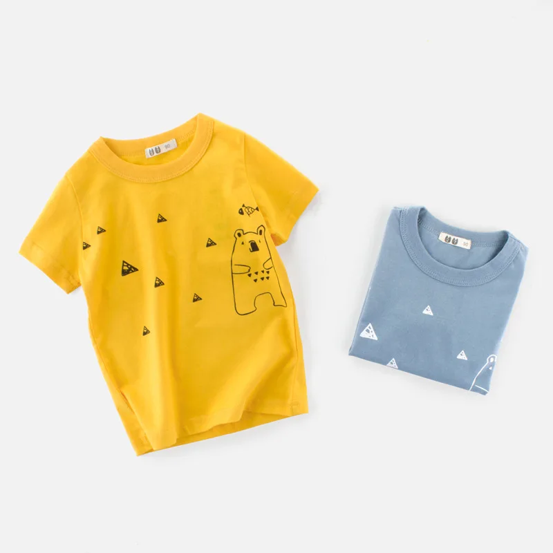 

2019 Summer New Enfant Boys T-shirt Cartoon bear Cotton O-Neck Children Clothing Tops Kids undershirt Baby Short Sleeve T-Shirt