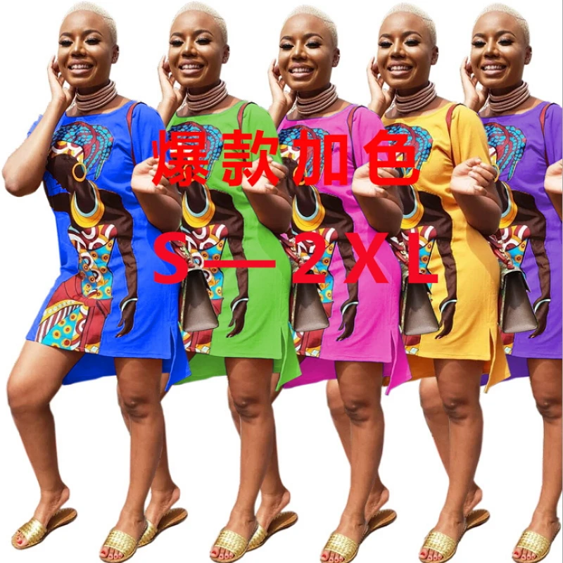 2019 символов мультфильм печатных футболка Макси платье мини халат Longue Femme