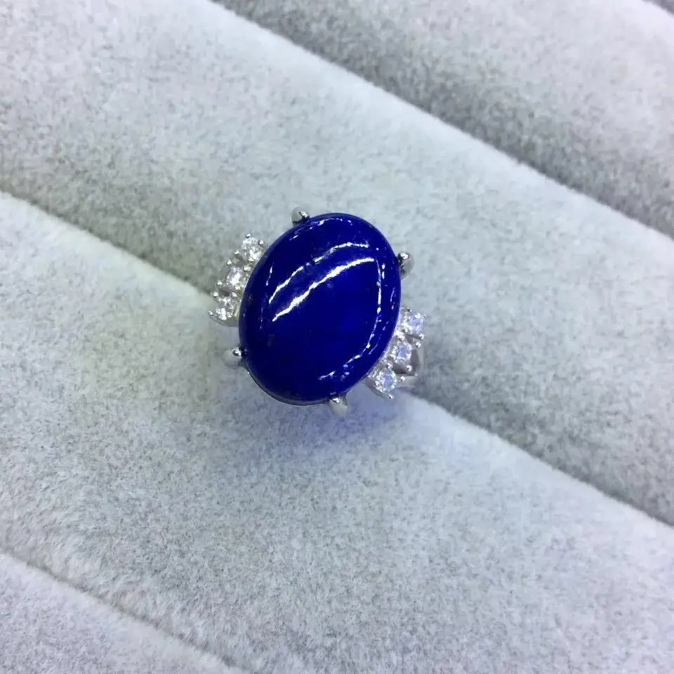 

Silver Ornaments In The S925 Sterling Silver Inlaid Natural Afghan Lapis Lazuli Micro-inlaid Exquisite Open Ended Ring