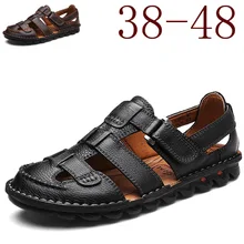 Обувь; мужские сандалии из натуральной воловьей кожи; мужские сандалии; Летние качественные пляжные шлепанцы; повседневные кроссовки; уличная пляжная обувь